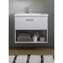 Set mobilier suspendat si lavoar Kolpasan, Evelin, 80 cm, alb